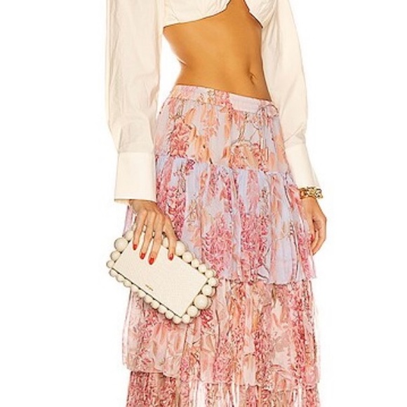 cult gaia Handbags - CULT GAIA EOS CLOUD CREAM SNAKESKIN BOX CLUTCH. Statement Piece!